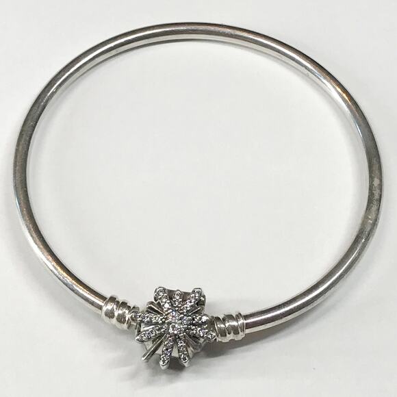 Pandora ALE Signed Sterling Silver Clear CZ Fireworks Bangle Bracelet 597563CZ - Picture 1 of 10
